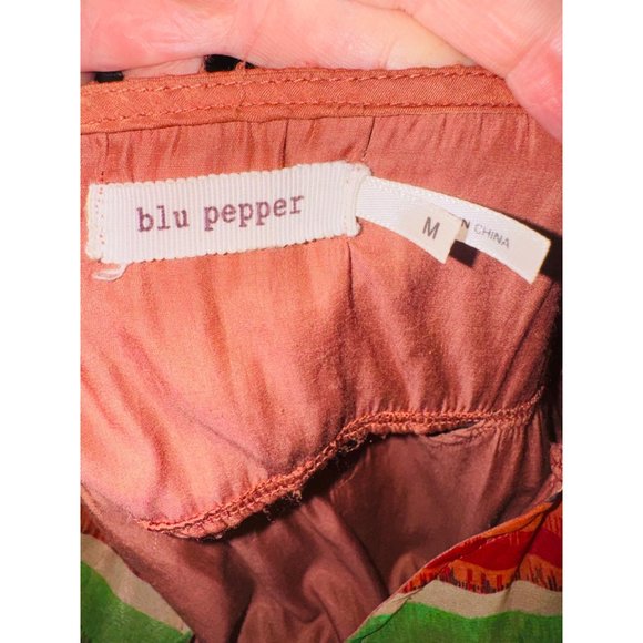 Anthropologie Blu Pepper Dress M Tie Up Multi Color Hi Low Hem Aztec Santa Fe - Picture 5 of 11